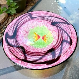 Murano Italian Glass Centerpiece Bowl Tray Angelfish Hand Blown Art Vintage MCM